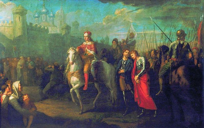 Alexander Nevsky in Pskov, after they victory over the Germans